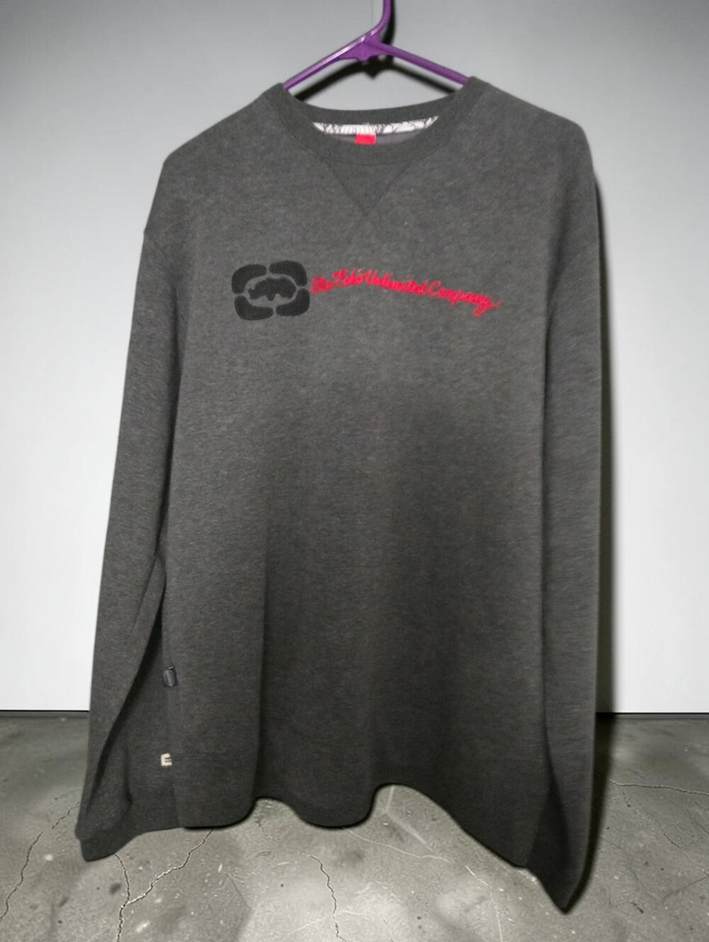Men's Ecko Unltd Dark Gray Crewneck Sweater with Script Logo